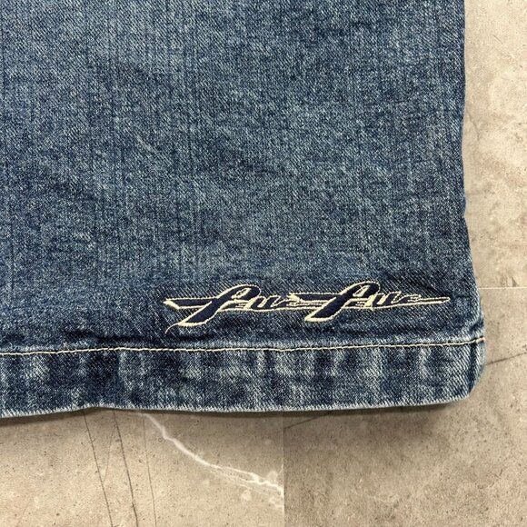 Vintage Pelle Pelle Jacket Mens XL Denim Jean Mark Buchanan Coat y2k Hip Hop Rap - Picture 5 of 13